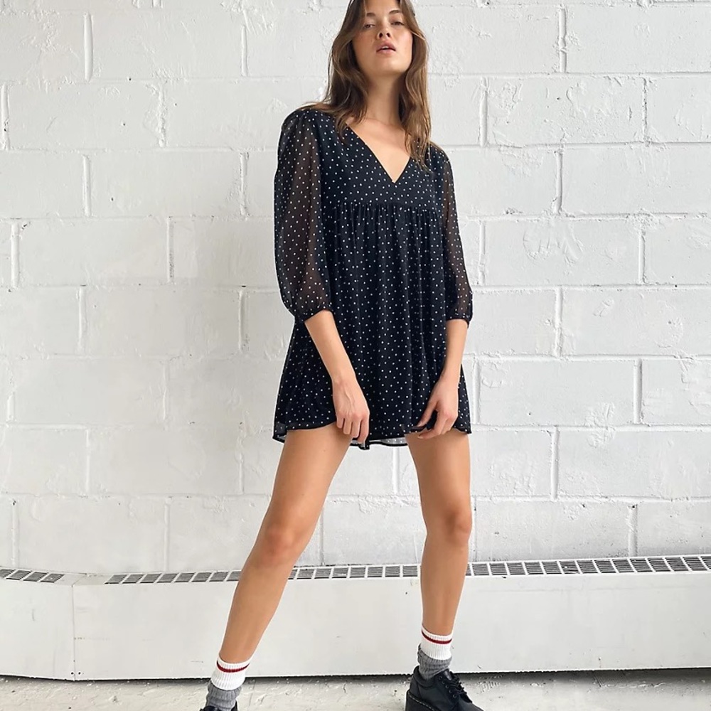 Aritzia black polka dot dress - size small